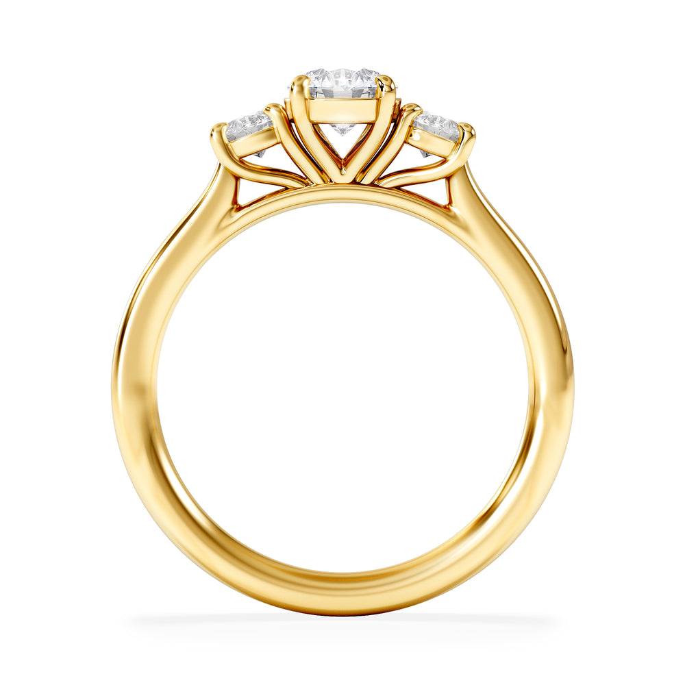 Evoke 3 Stone Round Cut Lab Diamond Ring 0.50ct in 9K Yellow Gold