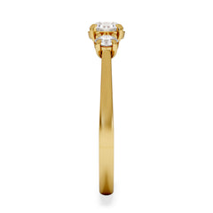 Evoke 3 Stone Round Cut Lab Diamond Ring 0.50ct in 9K Yellow Gold