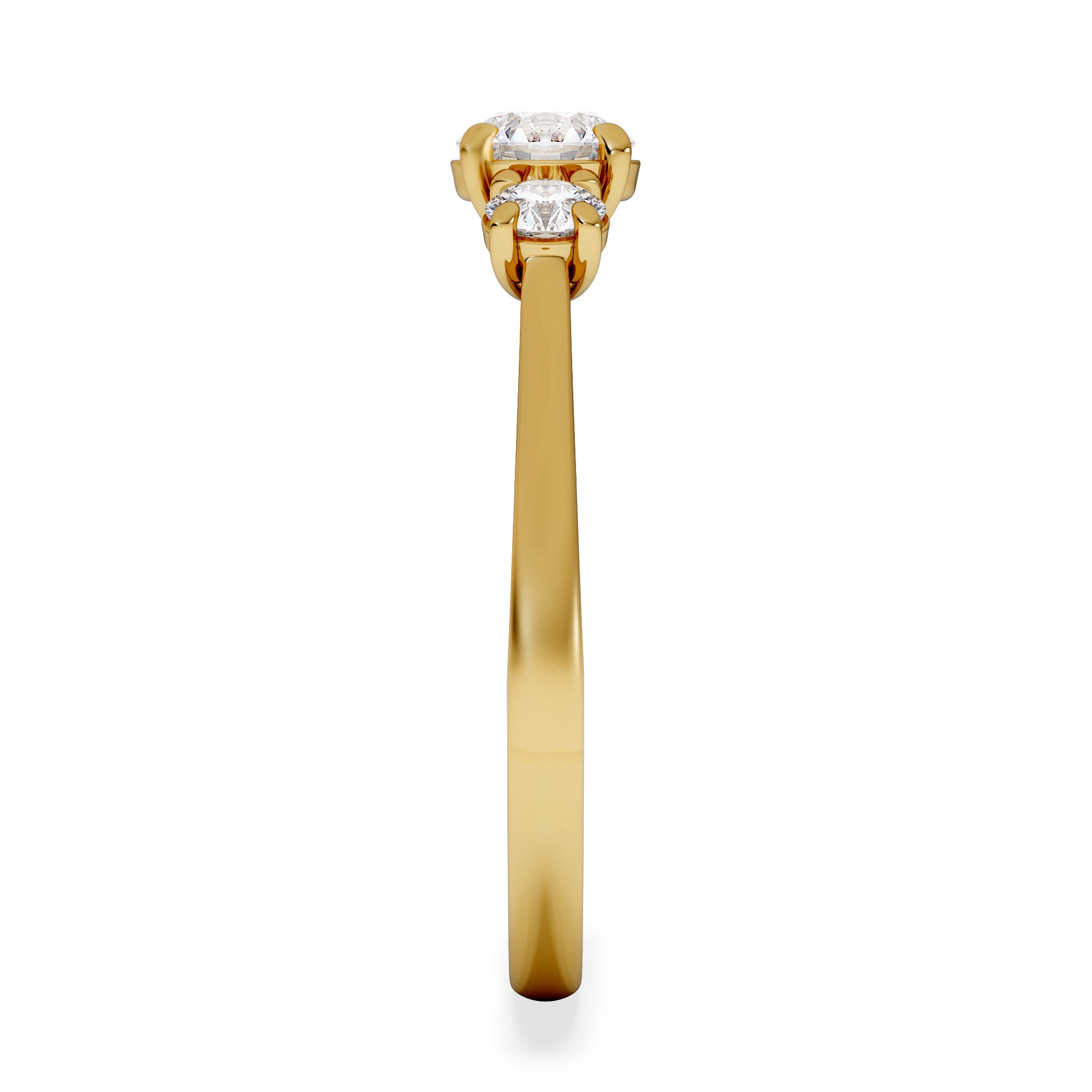 Evoke 3 Stone Round Cut Lab Diamond Ring 0.50ct in 9K Yellow Gold