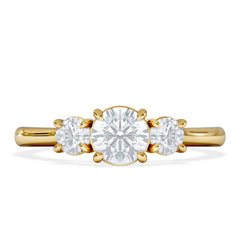 Evoke 3 Stone Round Cut Lab Diamond Ring 0.50ct in 9K Yellow Gold