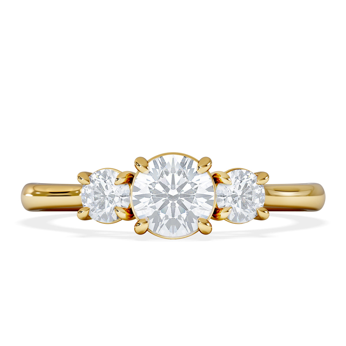 Evoke 3 Stone Round Cut Lab Diamond Ring 0.50ct in 18K Gold Vermeil