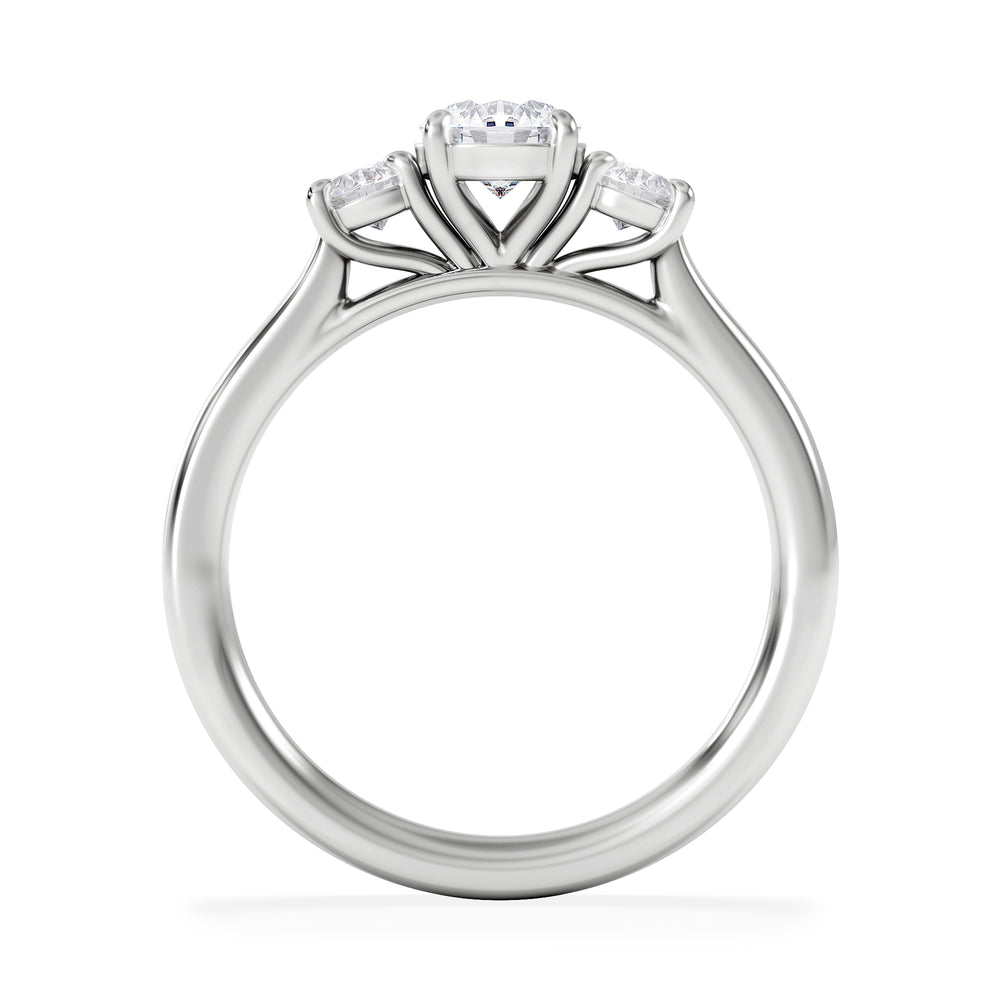 Evoke 3 Stone Round Cut Lab Diamond Ring 0.50ct in 9K White Gold