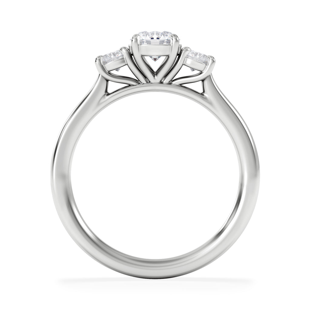 Evoke 3 Stone Round Cut Lab Diamond Ring 0.50ct in 9K White Gold