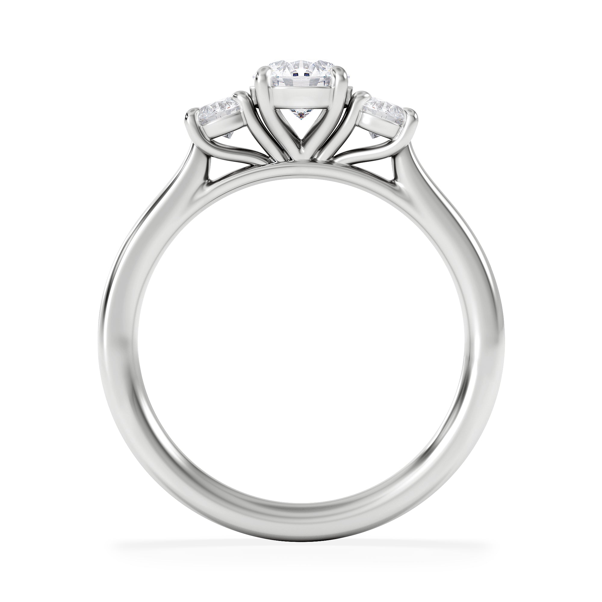 Evoke 3 Stone Round Cut Lab Diamond Ring 0.50ct in 925 Silver
