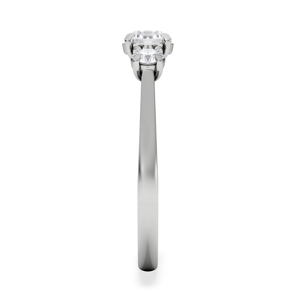 Evoke 3 Stone Round Cut Lab Diamond Ring 0.50ct in 9K White Gold