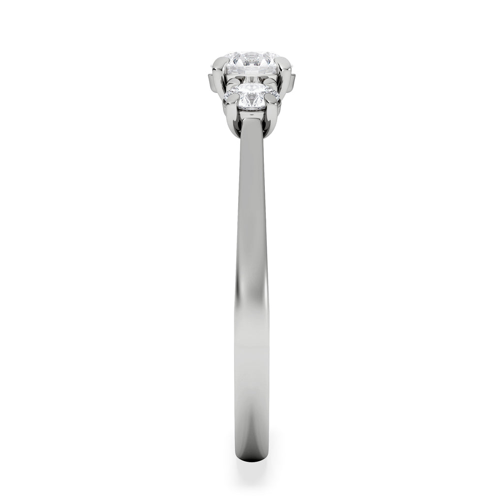 Evoke 3 Stone Round Cut Lab Diamond Ring 0.50ct in 9K White Gold