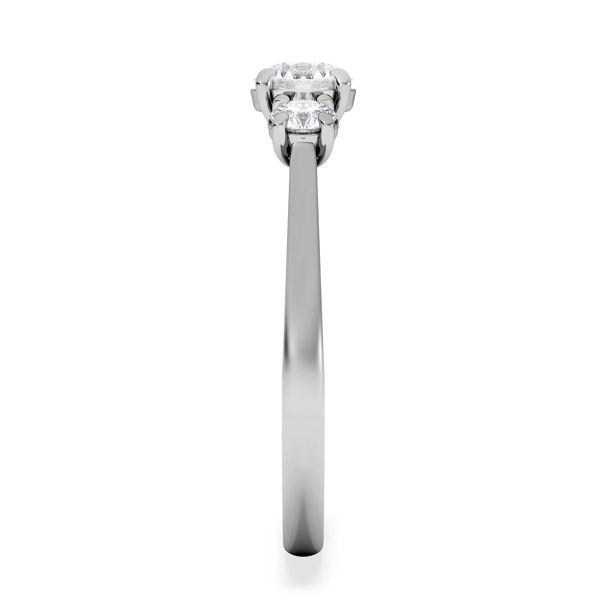 Evoke 3 Stone Round Cut Lab Diamond Ring 0.50ct in 925 Silver