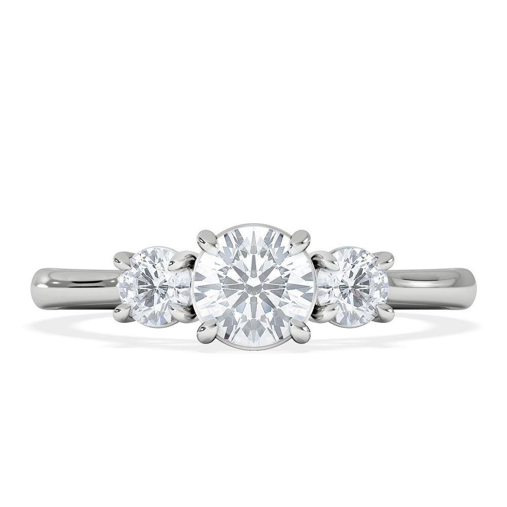 Evoke 3 Stone Round Cut Lab Diamond Ring 0.50ct in 9K White Gold