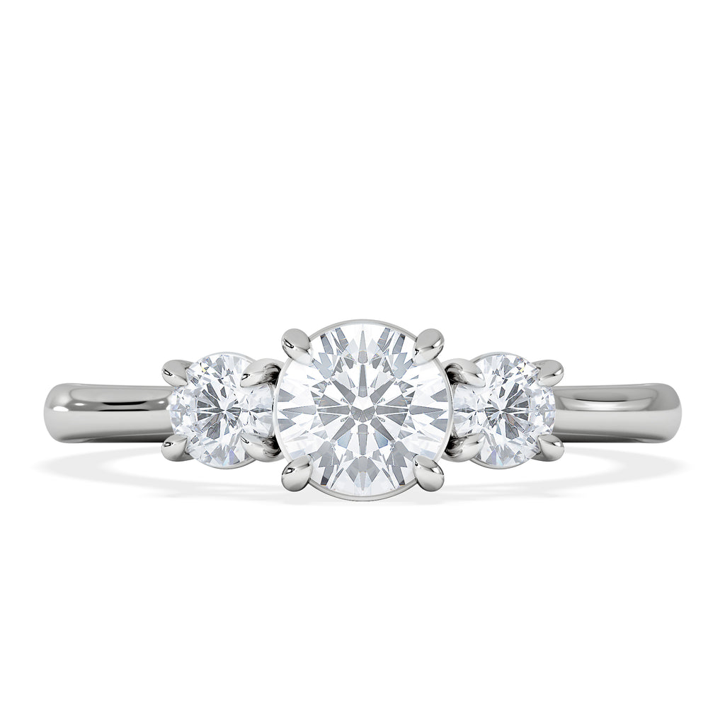 Evoke 3 Stone Round Cut Lab Diamond Ring 0.50ct in 9K White Gold