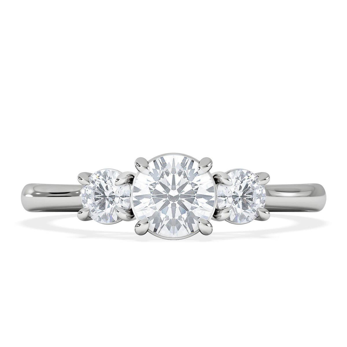 Evoke 3 Stone Round Cut Lab Diamond Ring 0.50ct in 9K White Gold