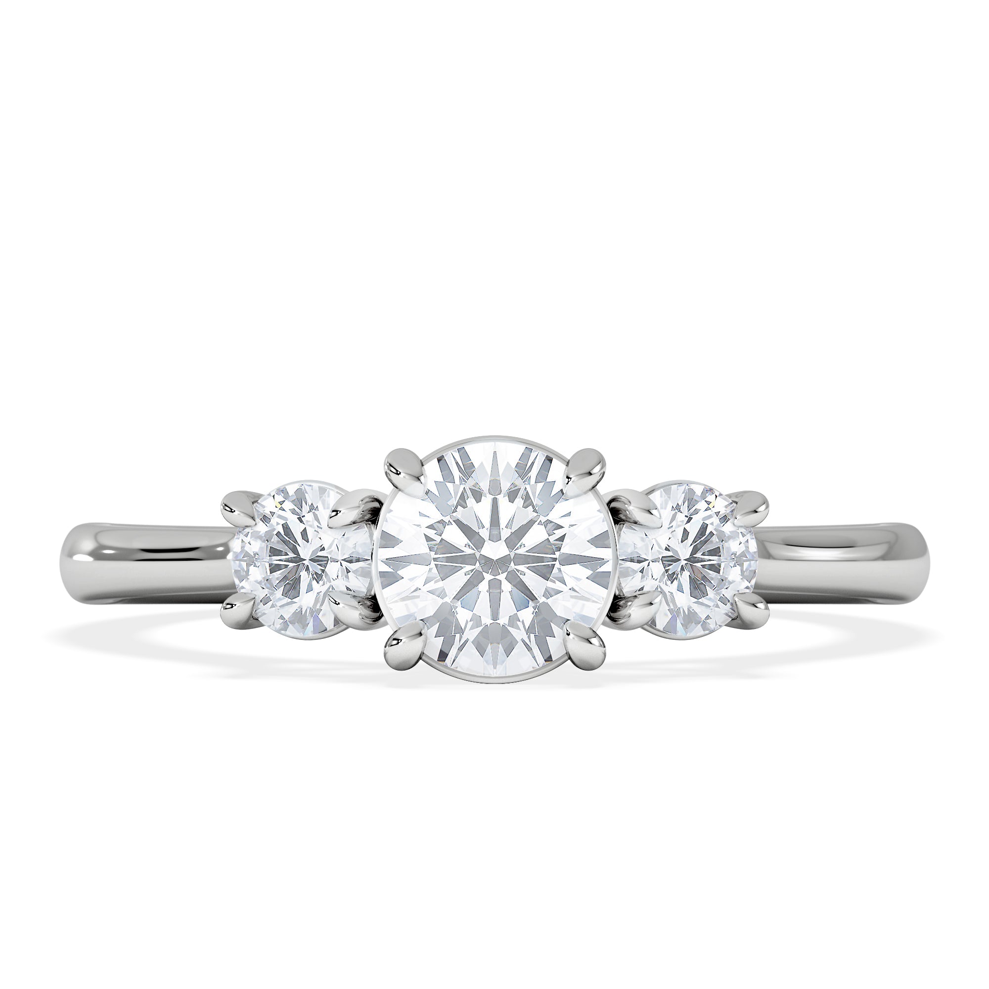 Evoke 3 Stone Round Cut Lab Diamond Ring 0.50ct in 925 Silver