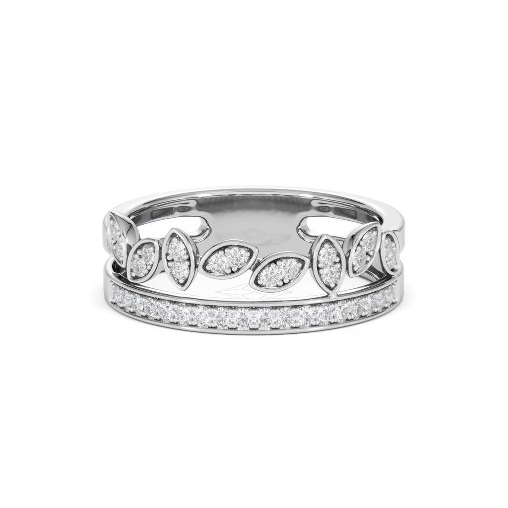 Interlocking Marquise Stacking Lab Diamond Ring 0.25ct in 925 Silver