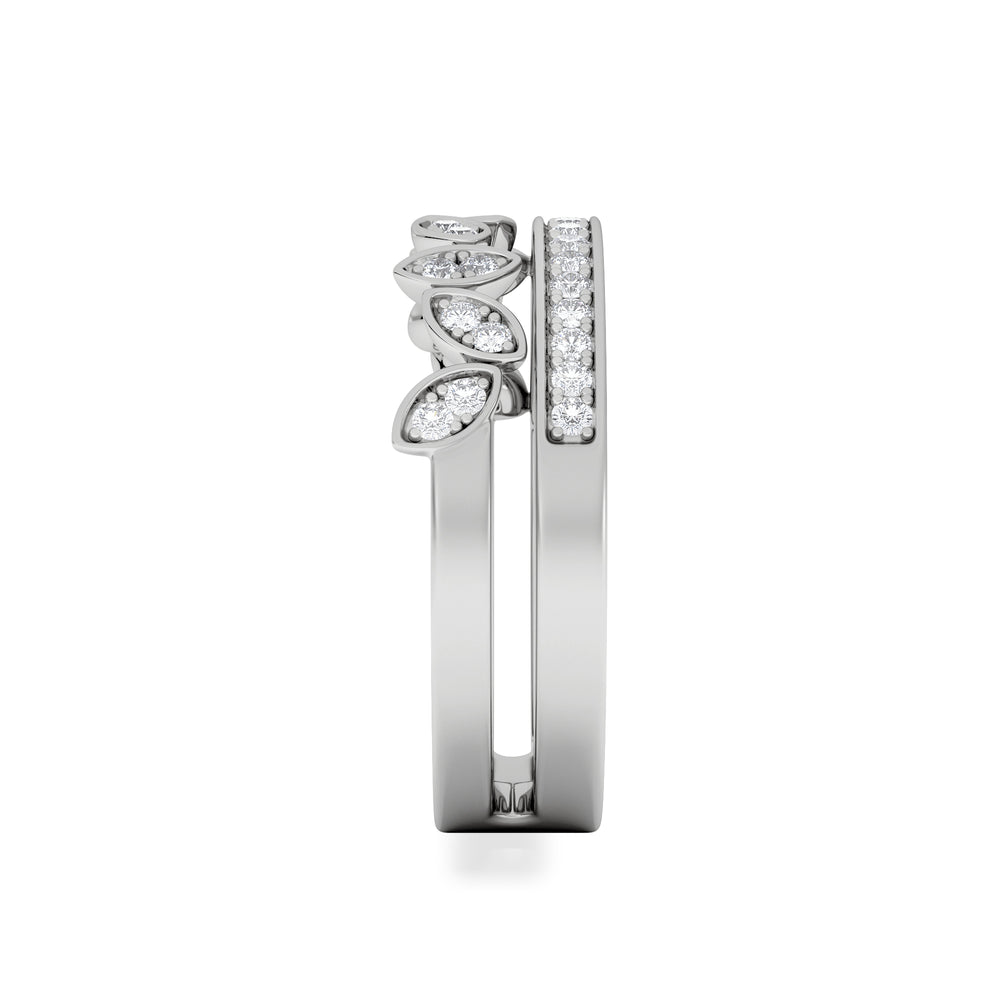 Double Band Stacking Ring Lab Diamond 0.25ct in 925 Silver