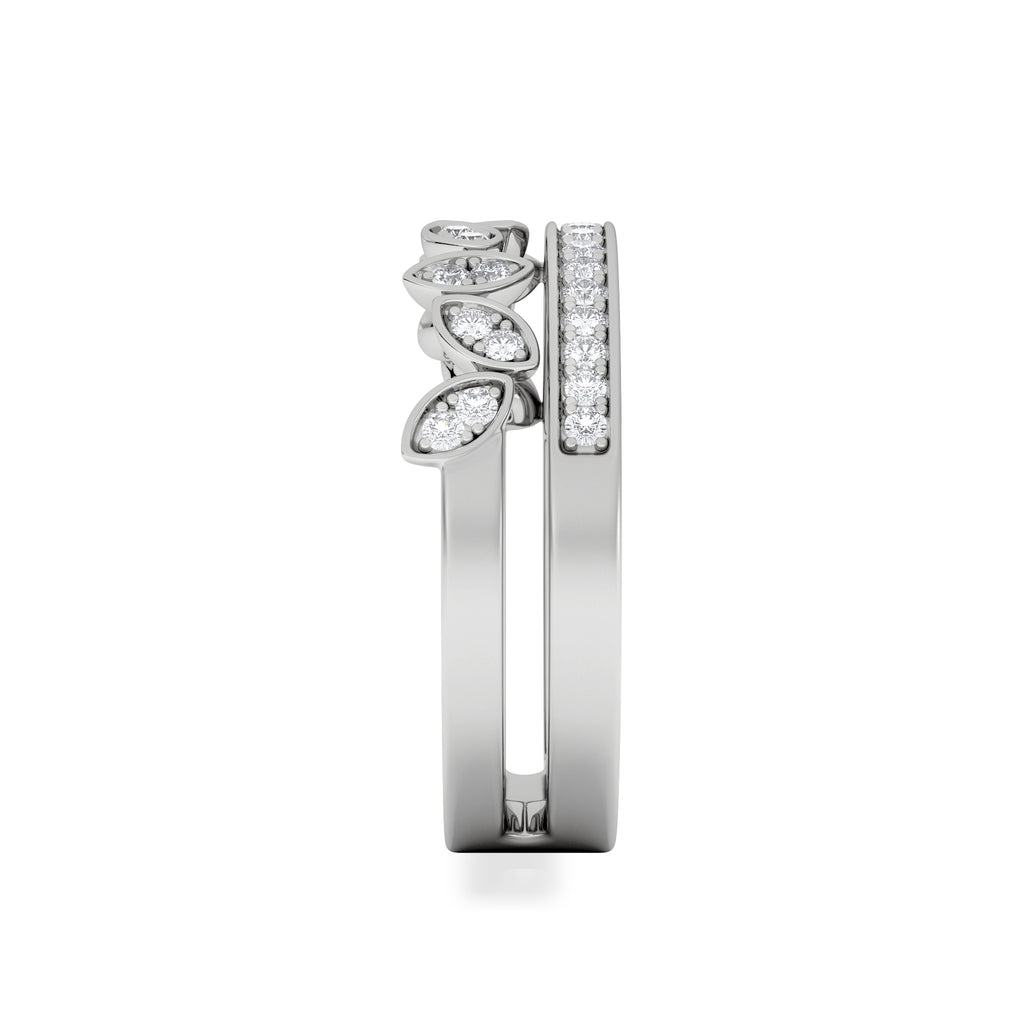 Double Band Stacking Ring Lab Diamond 0.25ct in 925 Silver