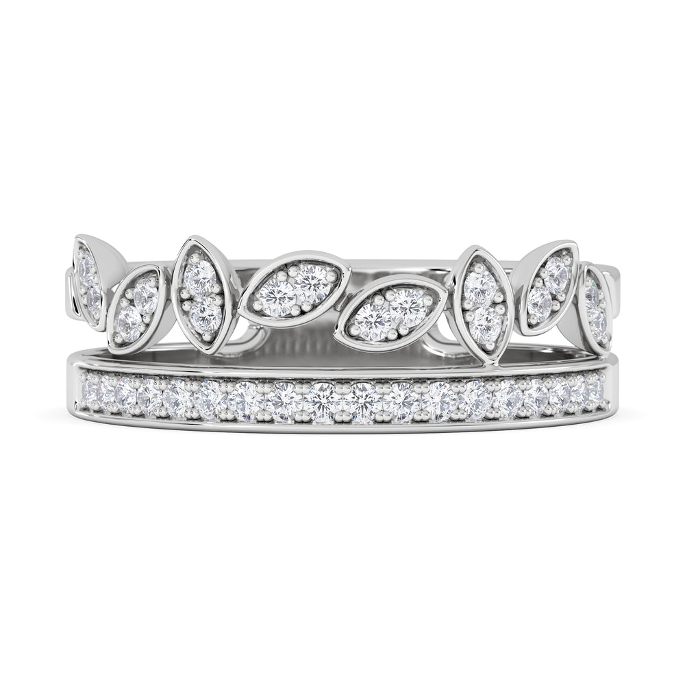 Double Band Stacking Ring Lab Diamond 0.25ct in 925 Silver