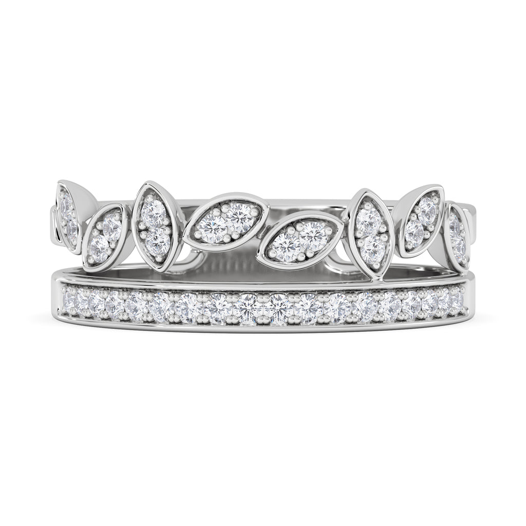 Double Band Stacking Ring Lab Diamond 0.25ct in 925 Silver
