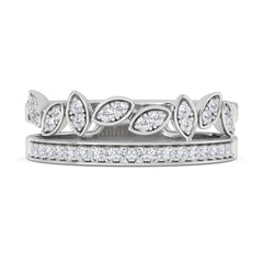 Double Band Stacking Ring Lab Diamond 0.25ct in 925 Silver