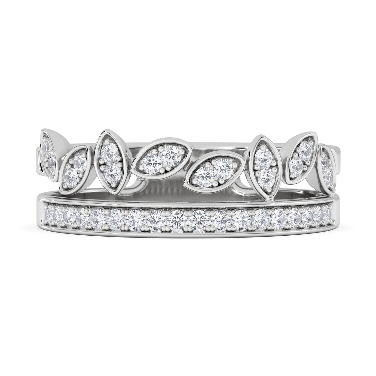 Double Band Stacking Ring Lab Diamond 0.25ct in 925 Silver