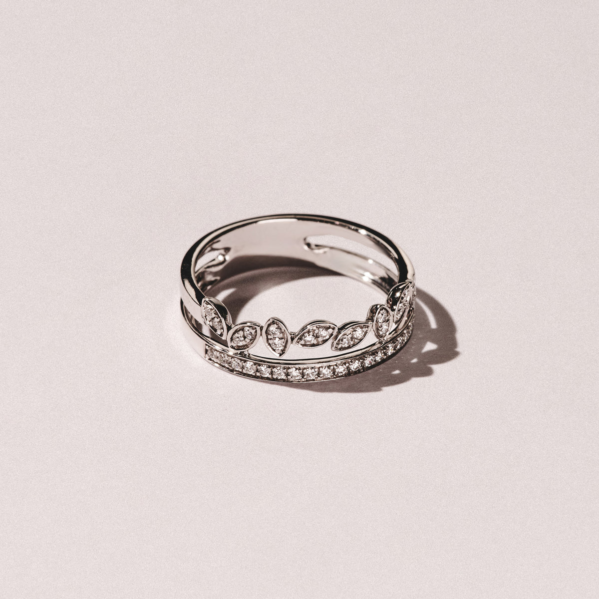 Double Band Stacking Ring Lab Diamond 0.25ct in 925 Silver