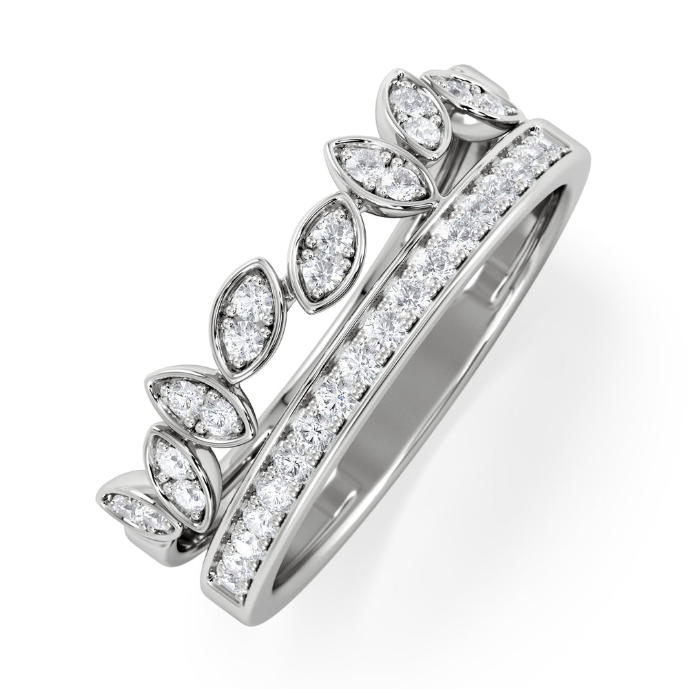 Double Band Stacking Ring Lab Diamond 0.25ct in 925 Silver