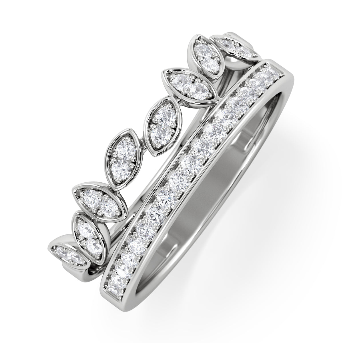 Double Band Stacking Ring Lab Diamond 0.25ct in 925 Silver