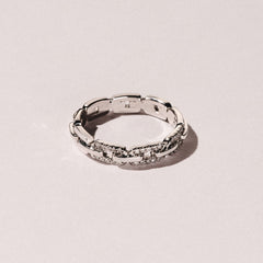 Lab Diamond Chain Link Ring 0.14ct in 925 Silver