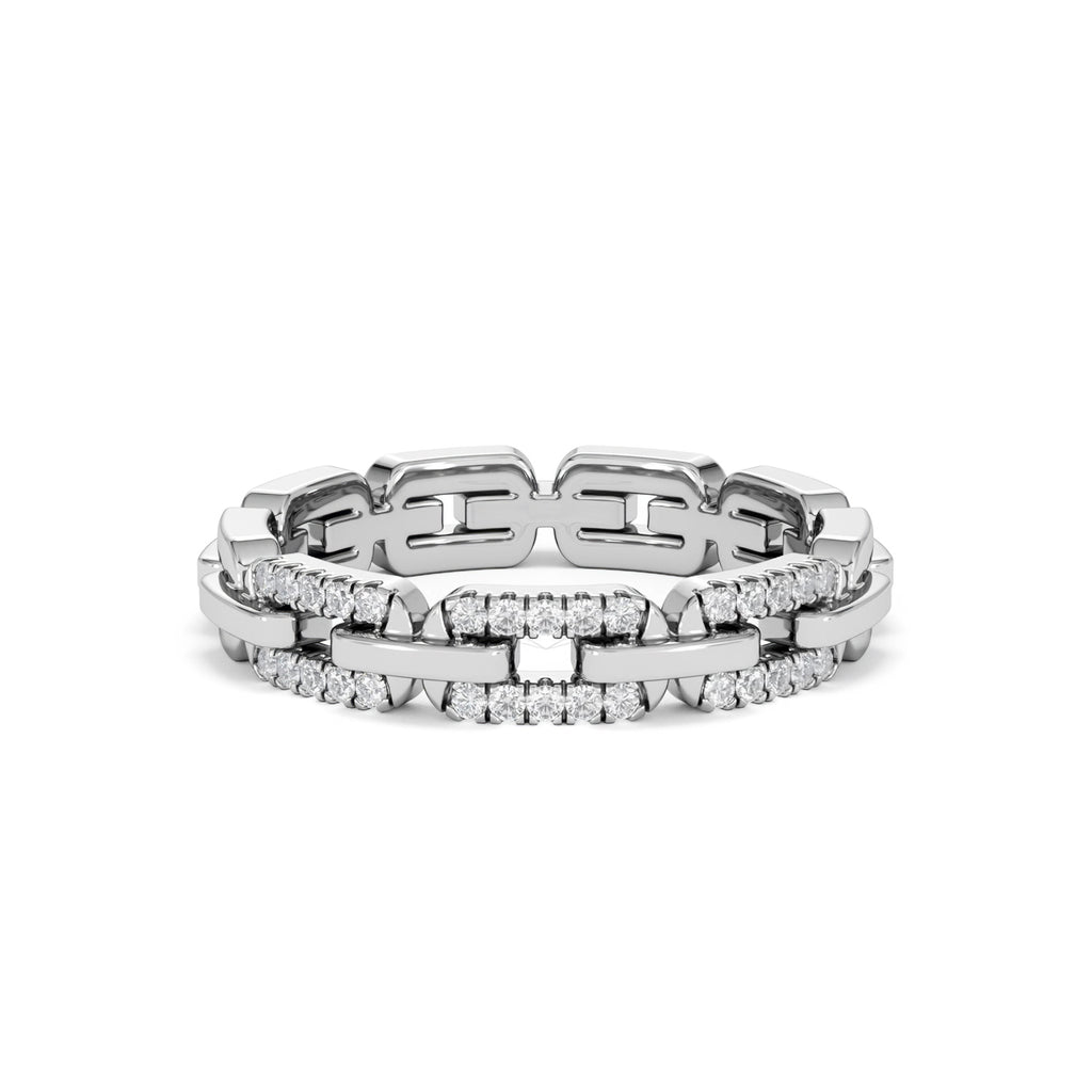 Lab Diamond Chain Link Ring 0.14ct in 925 Silver