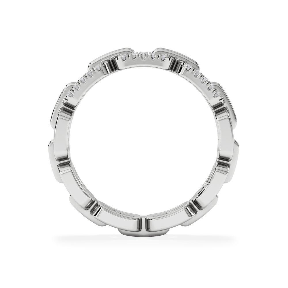 Lab Diamond Chain Link Ring 0.14ct in 925 Silver