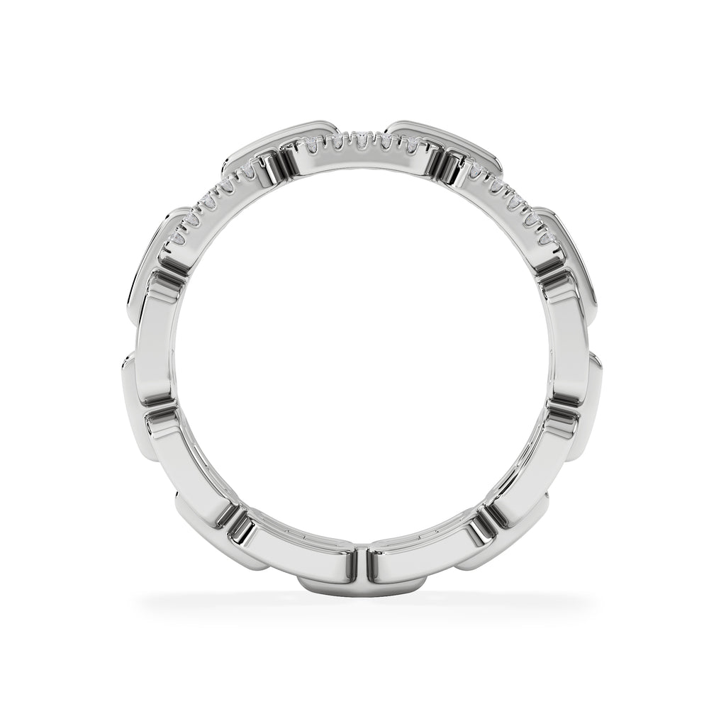 Lab Diamond Chain Link Ring 0.14ct in 925 Silver