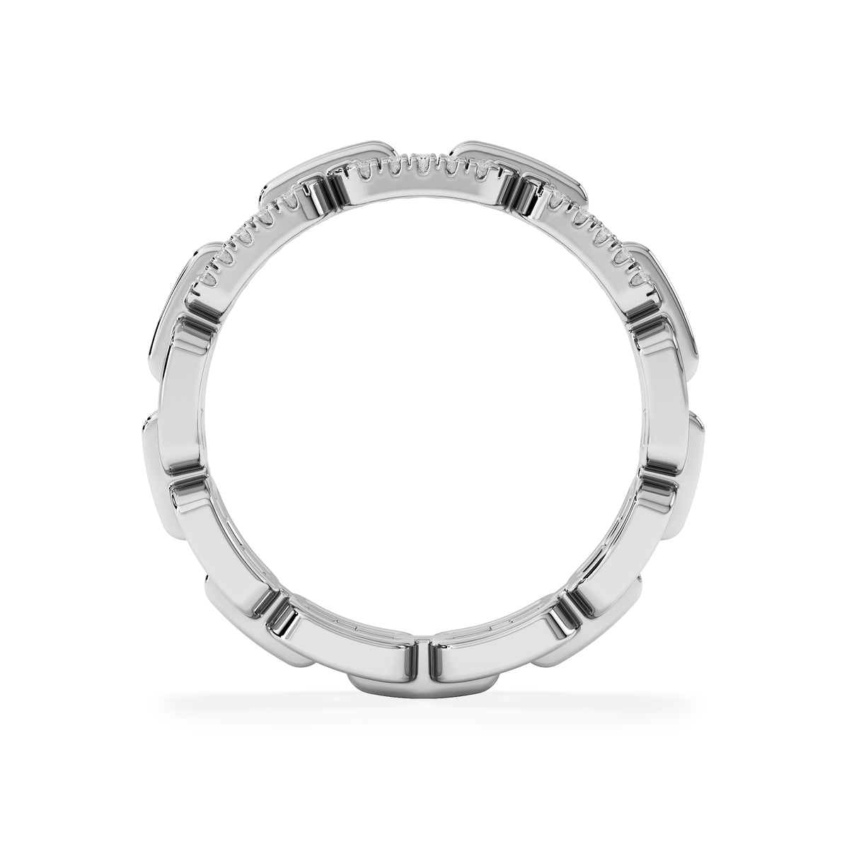 Lab Diamond Chain Link Ring 0.14ct in 925 Silver