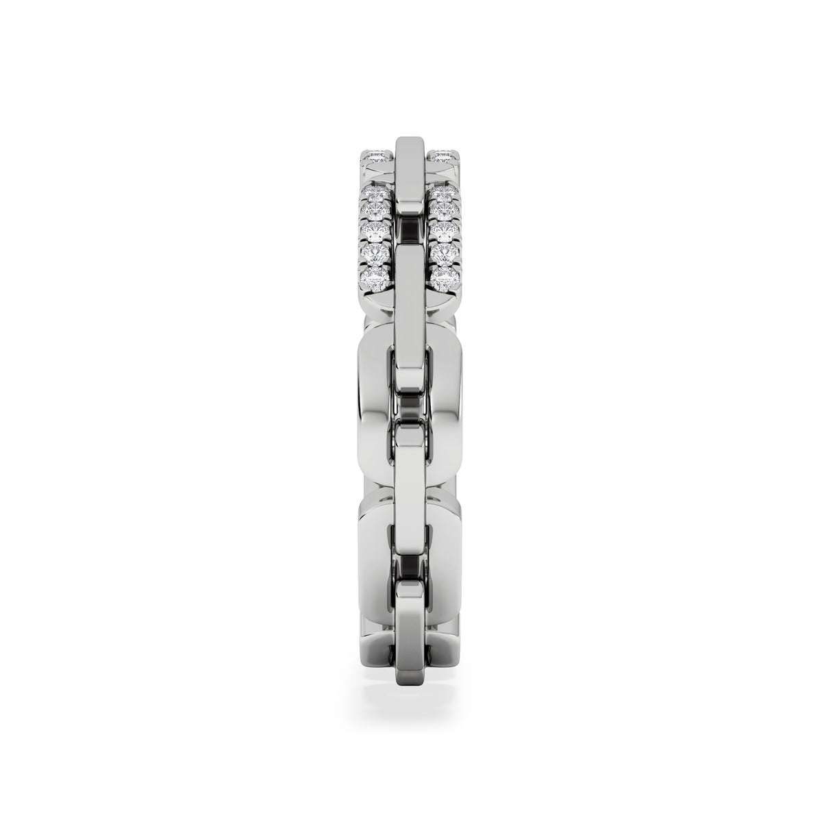 Lab Diamond Chain Link Ring 0.14ct in 925 Silver