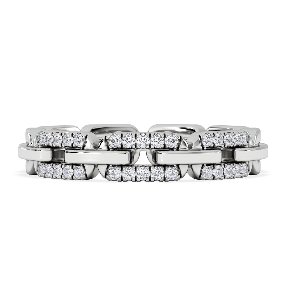 Lab Diamond Chain Link Ring 0.14ct in 925 Silver