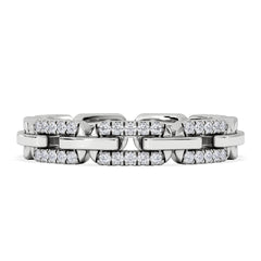 Lab Diamond Chain Link Ring 0.14ct in 925 Silver
