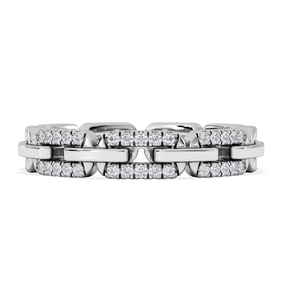 Lab Diamond Chain Link Ring 0.14ct in 925 Silver