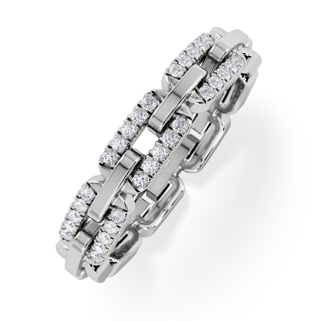 Lab Diamond Chain Link Ring 0.14ct in 925 Silver
