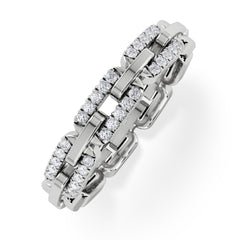 Lab Diamond Chain Link Ring 0.14ct in 925 Silver