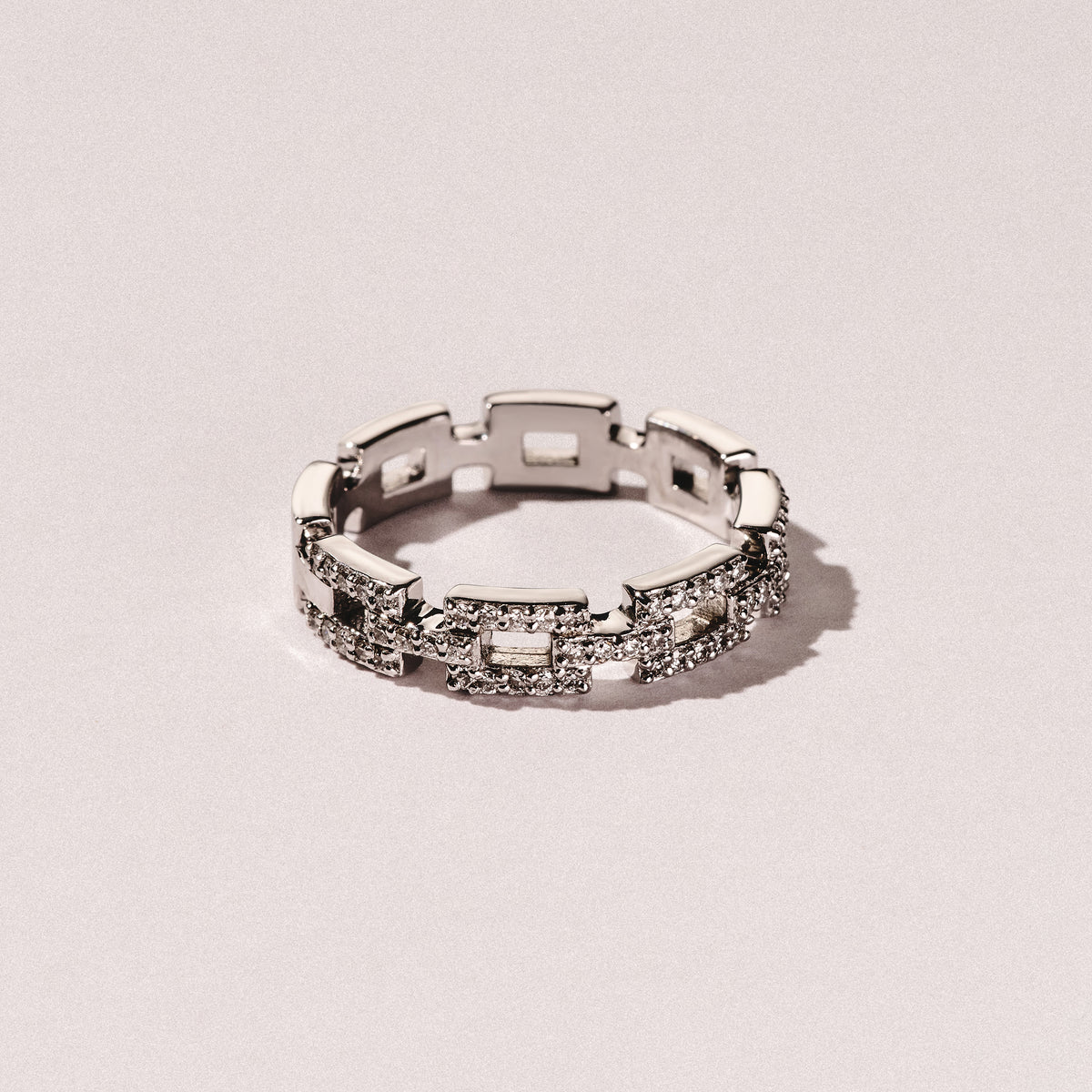 Lab Diamond Chain Link Ring 0.24ct in 925 Silver