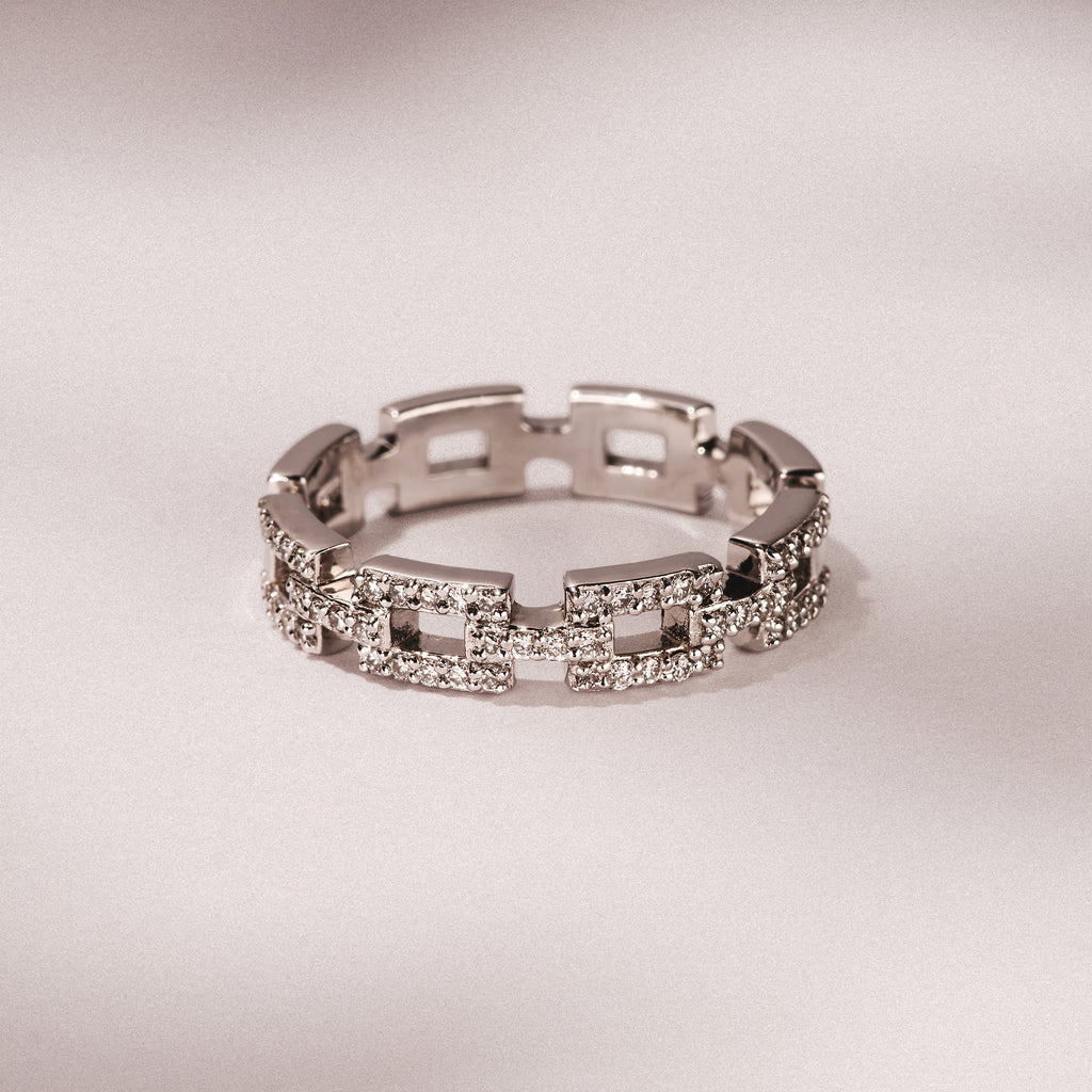 Lab Diamond Chain Link Ring 0.24ct in 925 Silver