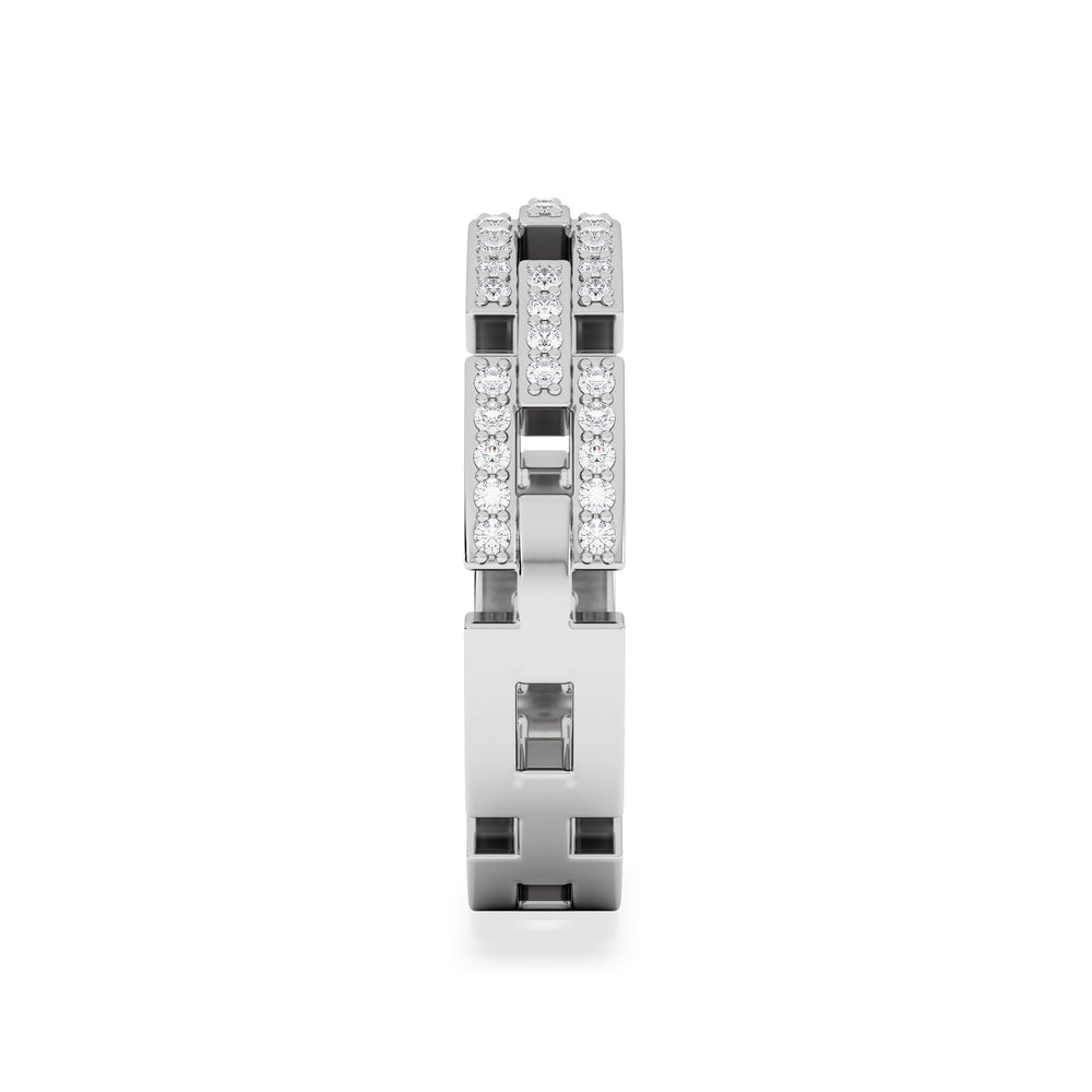 Lab Diamond Chain Link Ring 0.24ct in 925 Silver