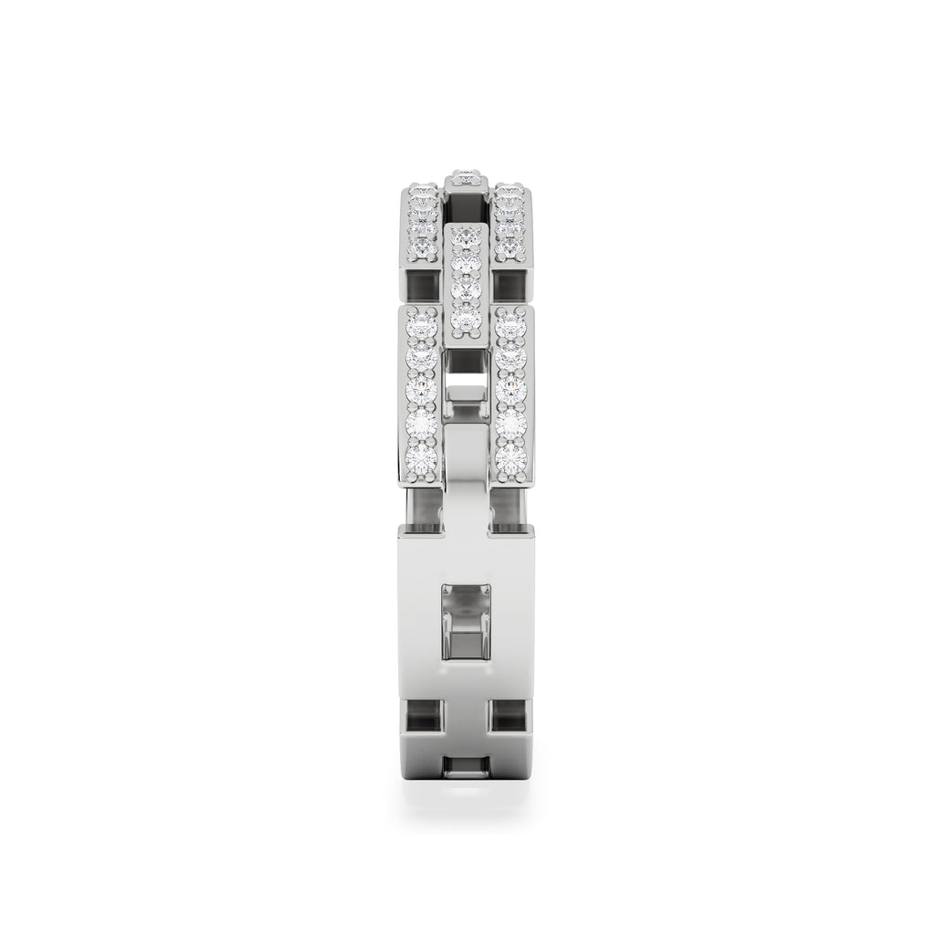 Lab Diamond Chain Link Ring 0.24ct in 925 Silver