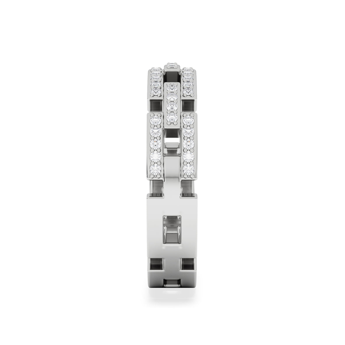 Lab Diamond Chain Link Ring 0.24ct in 925 Silver