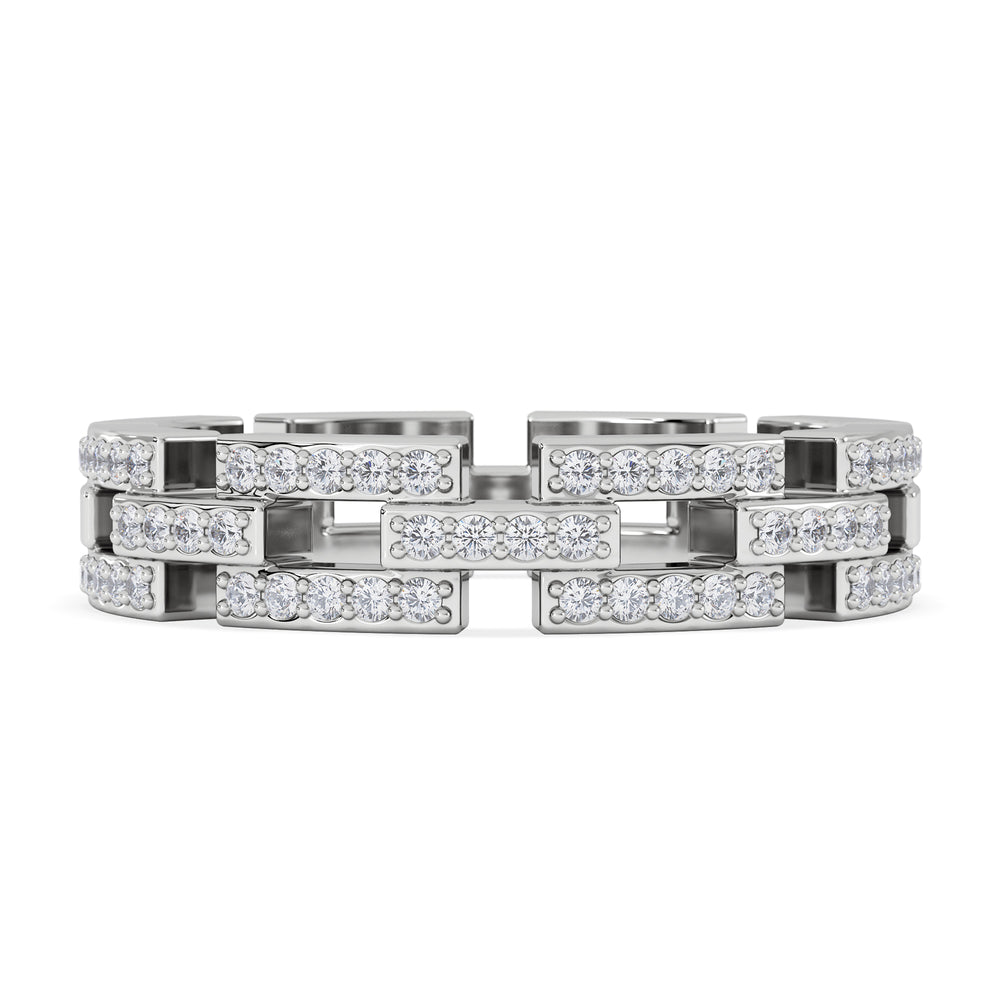 Lab Diamond Chain Link Ring 0.24ct in 925 Silver