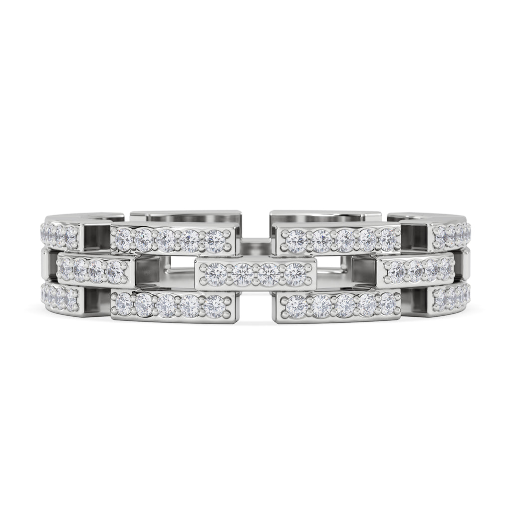 Lab Diamond Chain Link Ring 0.24ct in 925 Silver