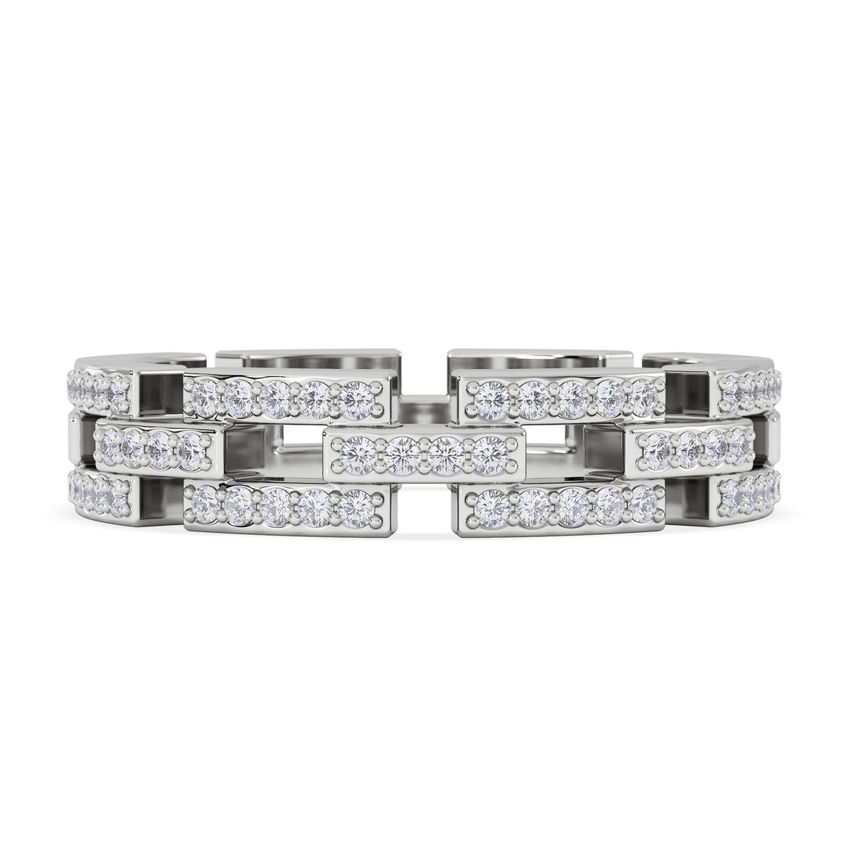 Lab Diamond Chain Link Ring 0.24ct in 925 Silver