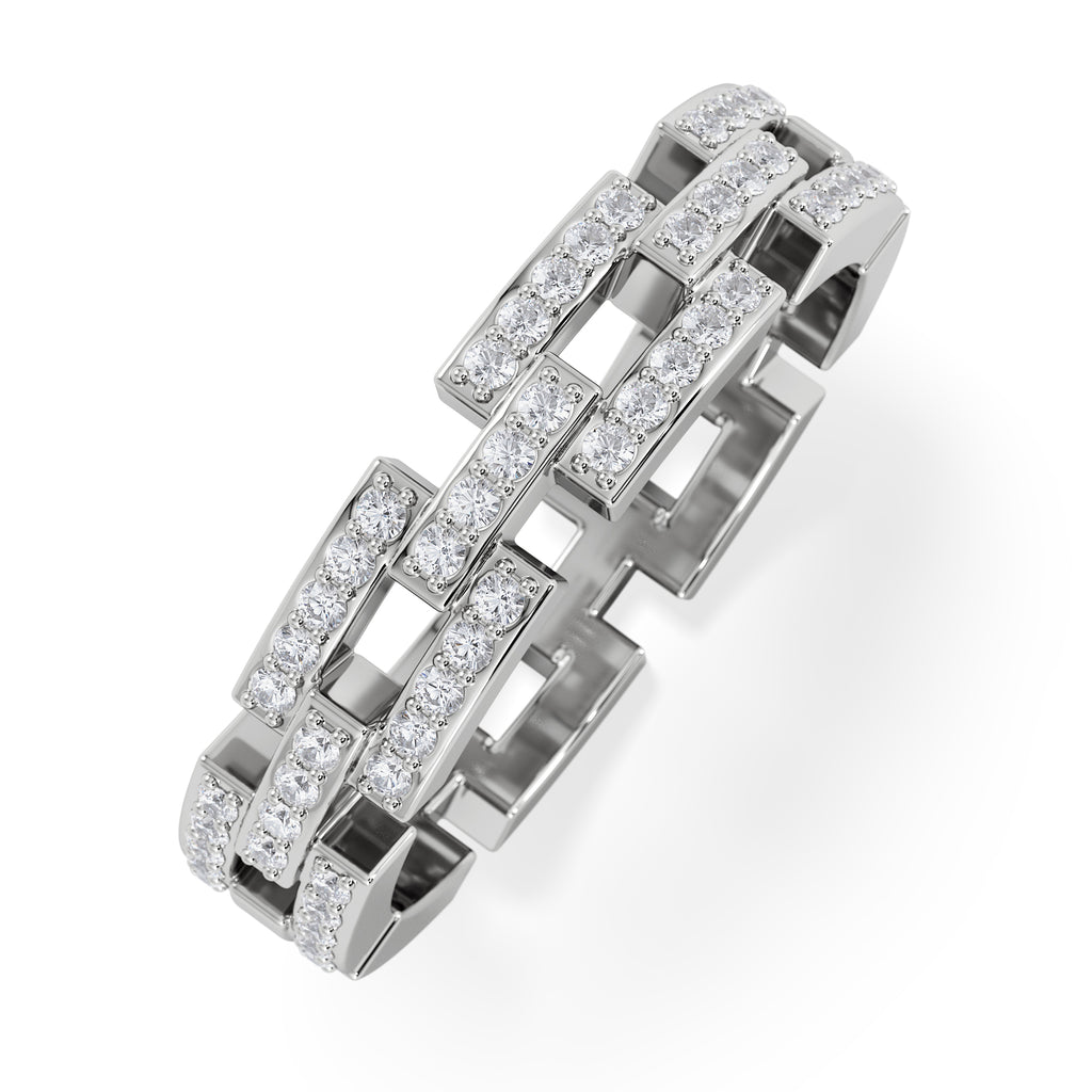 Lab Diamond Chain Link Ring 0.24ct in 925 Silver