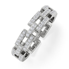 Lab Diamond Chain Link Ring 0.24ct in 925 Silver