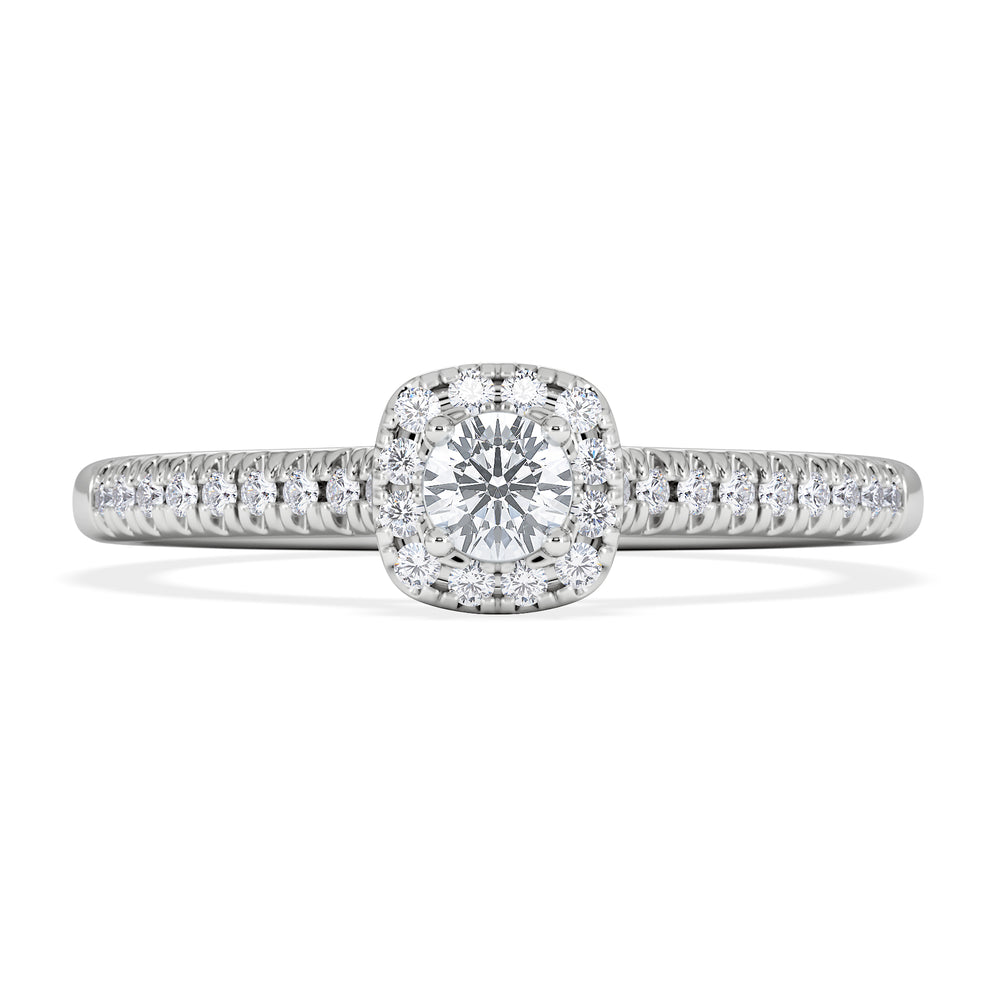 Lumia Round Cut Lab Diamond Halo Ring 0.33ct F/VS in 925 Silver