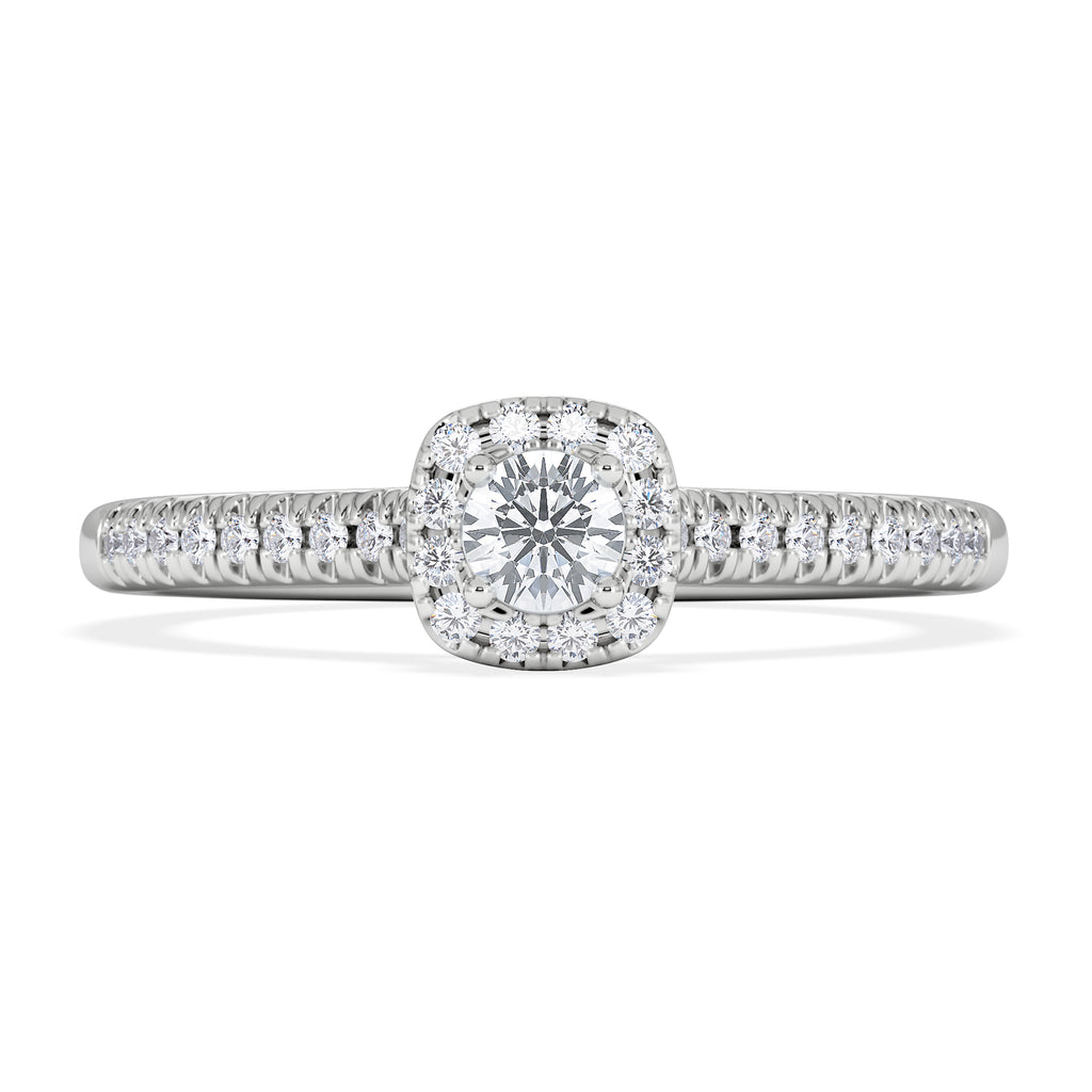 Lumia Round Cut Lab Diamond Halo Ring 0.33ct F/VS in 925 Silver