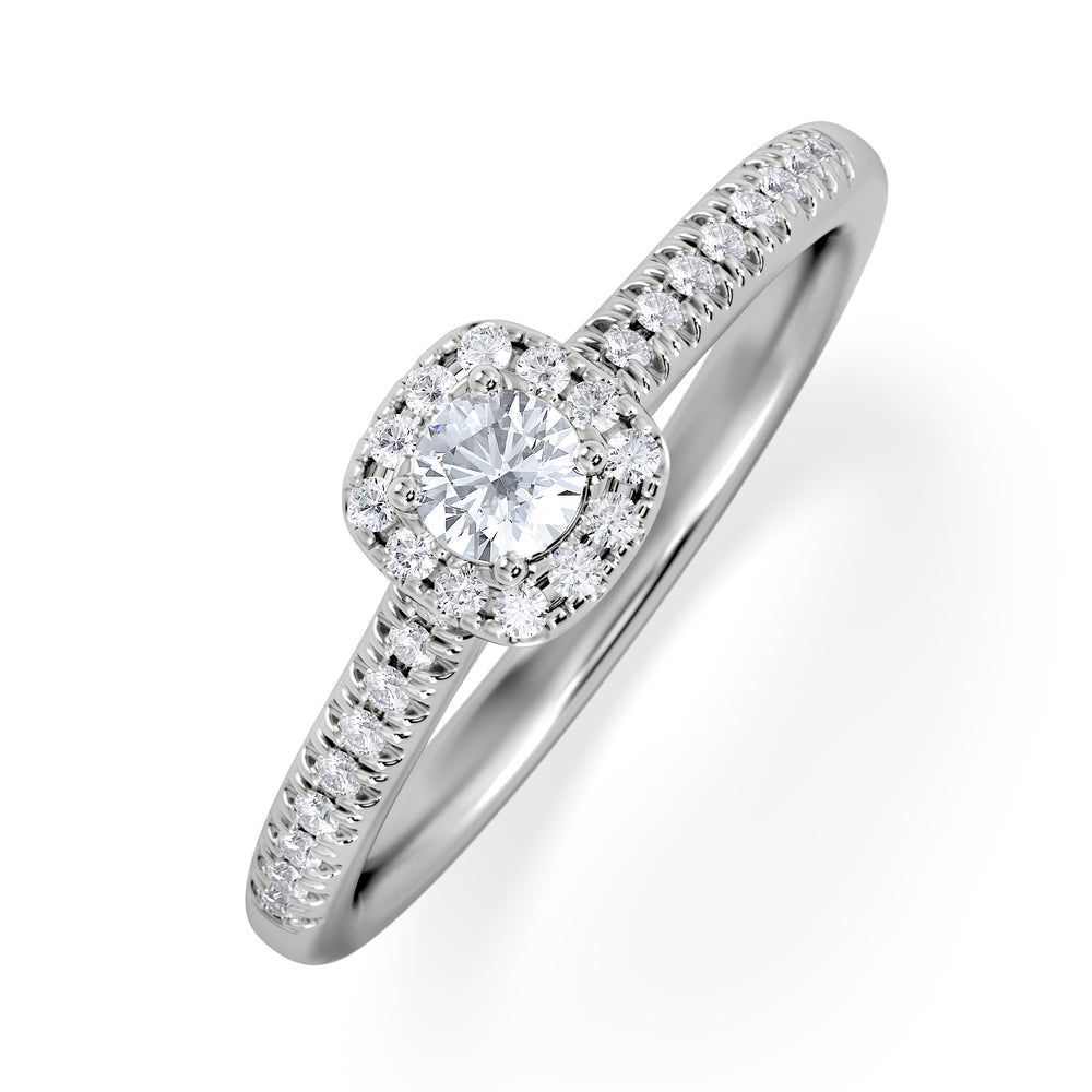 Lumia Round Cut Lab Diamond Halo Ring 0.33ct F/VS in 925 Silver