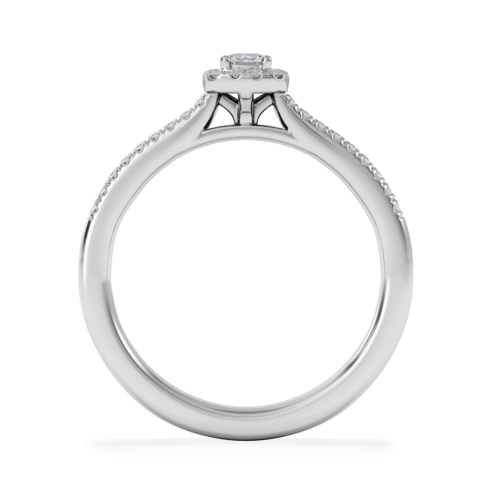 Lumia Cushion Cut Lab Diamond Halo Ring 0.33ct F/VS in 925 Silver
